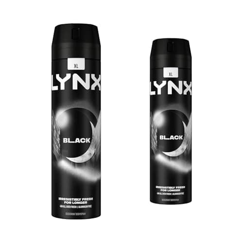 Image of Lynx Pack of 2 XL Black 48 Hours High-Definition Fresh Frozen Pear & Cedarwood Scent Body Spray Deodorant with dual-action odor-busting zinc technology, 200ml