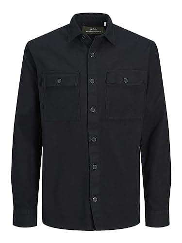 Image of Jack & Jones Men's Rddbrady Solid Overshirt L/S Sn Casual Shirt, Black, XL