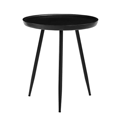 Image of MH London Side Table - Dilan Tri Pin Small Nightstand. Exclusively Designed Hand-Crafted Round End Table. Modern Black Bedside for Bedrooms, Living Room and Home Office