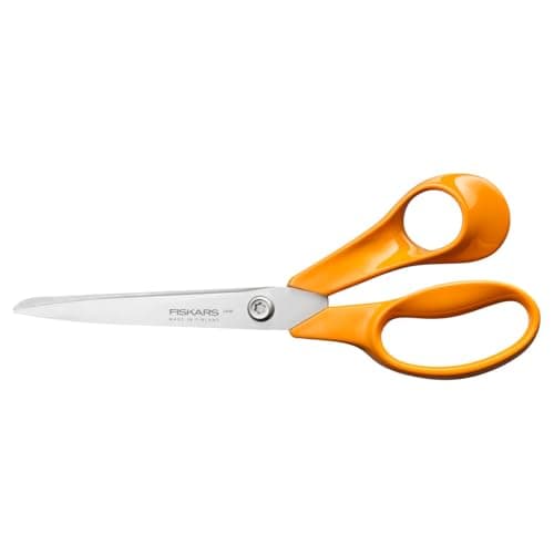 Image of Fiskars Classic Universal Craft and Fabric Scissors, Right-Handed, Total Length: 21 cm, Improved Torx Screw and More Ergonomic Handle, Quality Steel/Plastic, Orange, 1075032