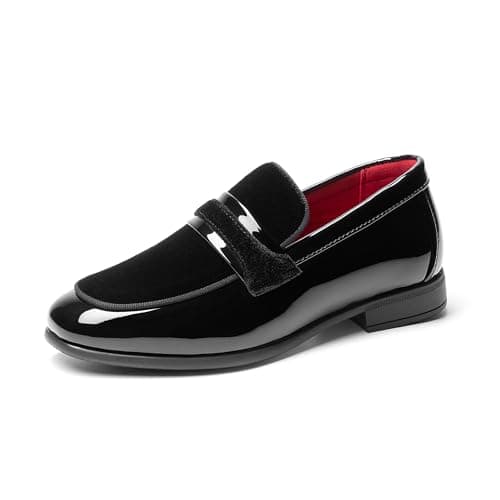 Image of Bruno Marc Kids Penny Loafers Boys Girls Smart School Shoes Classic Slip On Flats Lightweight Comfortable Daily Wear,Size 3 Big Kid,Black,SBLS26004K