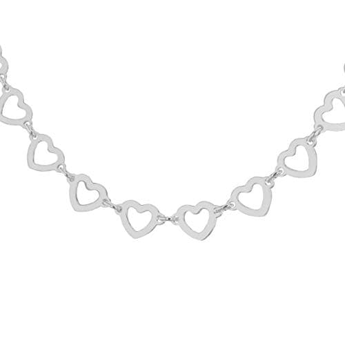 Image of Tuscany Silver Women's Sterling Silver 6mm Cutout Heart Link Chain Necklace 43cm/17