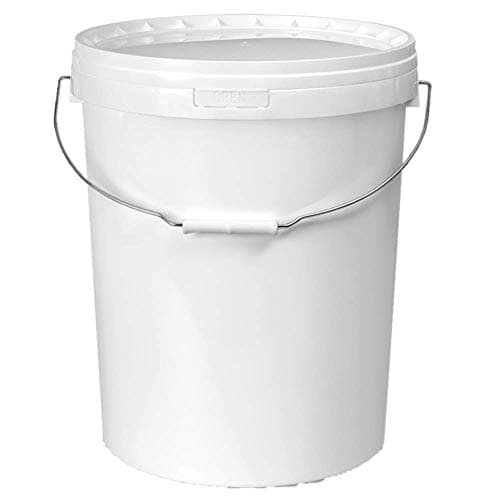 Image of 25 LITRE PLASTIC BUCKET WITH LID & METAL HANDLE ARM, DURABLE, GLOSSED, HARD WEARING BUCKET