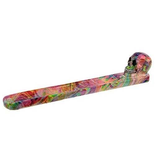 Image of Puckator Marble Effect Skull Incense Holder - Rainbow 24cm