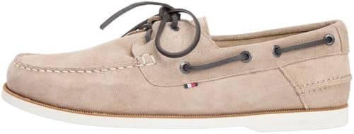 Image of Tommy Hilfiger Men's Th Boat Shoe Core Suede Fm0Fm05387 Boat Shoes, Beige (Coastal Taupe), 10.5
