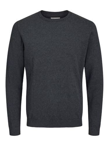 Image of Jack & Jones Men's Jjebasic Knit Crew Neck Noos Jumper, Dark Grey, M UK