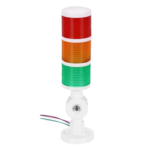 Image of PATIKIL 3-Layer LED Signal Warning Light Tower with Buzzer, 12-24V 10A Column Warning Tower Stack Lights with Steady Light for Factories Industrial Machinery, White