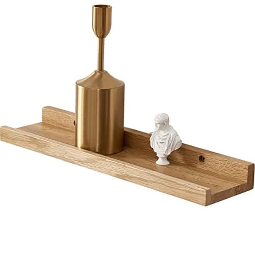 Image of Gieanoo Floating Shelf, 30cm Solid Oak Wood Rustic Shelf Wall mounted Picture Ledge Shelves with lip radiator shelf For Living Room, Kitchen, Bedroom,Bathroom