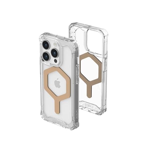 Image of URBAN ARMOR GEAR UAG Case Compatible with iPhone 15 Pro Case 6.1" Plyo Ice/Gold Built-in Magnet Compatible with MagSafe Charging Rugged Anti-Yellowing Transparent Clear Dropproof Protective Cover