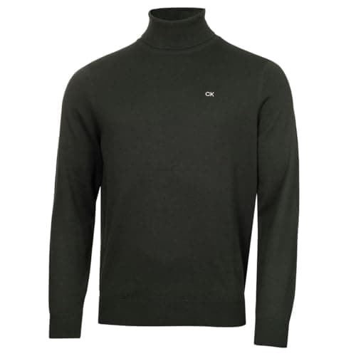 Image of Calvin Klein Mens CK Roll Neck Rib Knit Sweater - Forest - L
