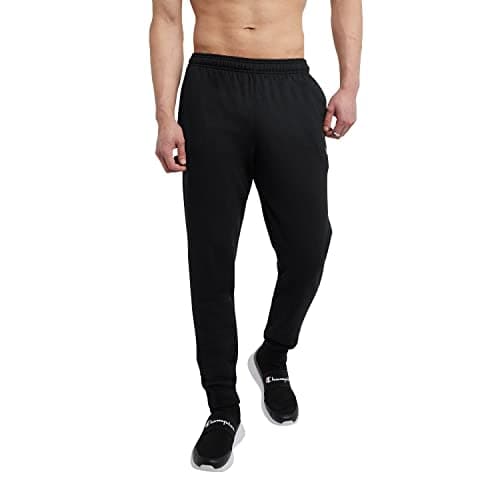 Image of Champion Men's Powerblend Retro Fleece Jogger Pants, Black, M UK