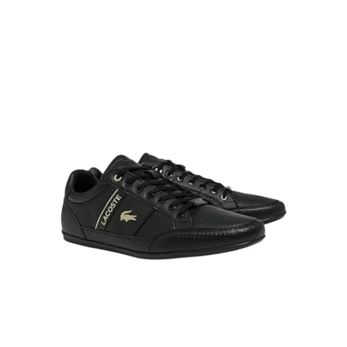 Image of Lacoste Men's Chaymon Sneaker, Black/Black/Gold Leather, 9 UK
