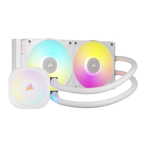 Image of Corsair iCUE LINK TITAN 240 RX RGB Liquid CPU Cooler – 240mm AIO – 2x RX120 RGB Fans Included – Fits Intel LGA 1851/1700, AMD AM5/AM4 – iCUE LINK System Hub Included – White