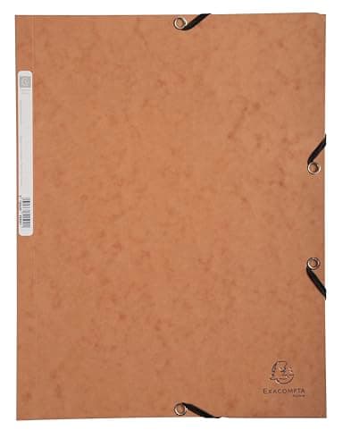 Image of Exacompta - Ref 55524E - Europa Elasticated 3 Flap Folders (Pack of 25) - 24 x 32cm, Suitable for A4 Documents, 400gsm Genuine Premium Pressboard - Havana
