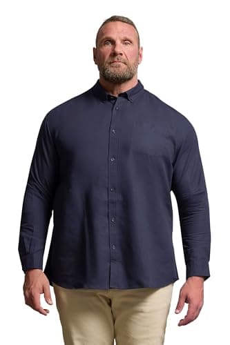 Image of BadRhino Big & Tall Blue Long Sleeve Oxford Shirt - Men's - Plus Size Curve