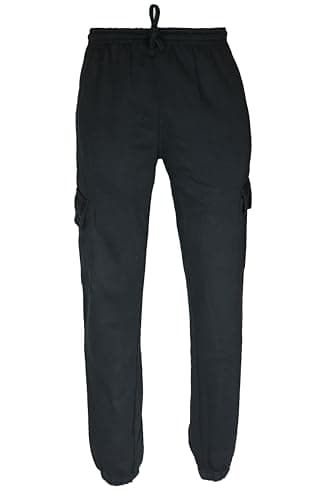 Image of Cargo Camouflage Joggers | Elasticated Waistband with Draw Cord | Ribbed Elasticated Ankle Cuffs | Two Cargo Style Pockets | (Medium, Black)