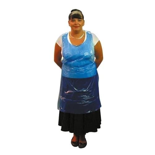 Image of PEMBREY Disposable Aprons [Pack of 1000] - Blue Polythene Adult Aprons 685mm x 1070mm (68.5cm x 107cm) - Waterproof & Protective - for Cleaning, Cooking, Painting, Hairdressing & Catering