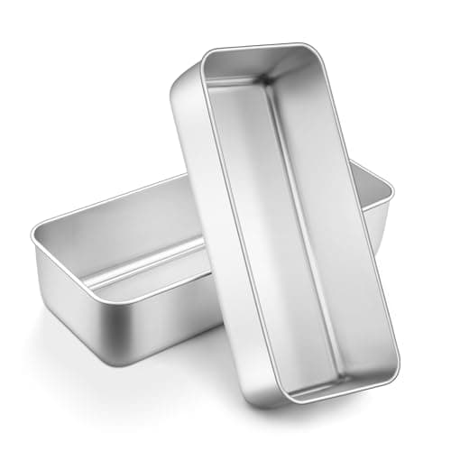 Image of Onader 3lb Loaf Tin Set of 2, Stainless Steel Large Bread Loaf Pan for Baking Banana Bread, Meat Loaf, Lasagna and Cake, Healthy & Sturdy, Oven & Dishwasher Safe, 31.5X 13.7X 7.5 cm