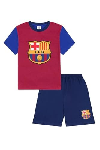 Image of FC Barcelona Boys Short Football Pyjama Set PJs for Kids (6-7 Years) Red