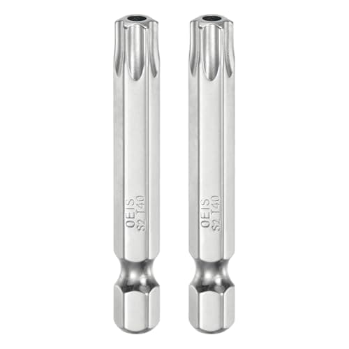 Image of sourcing map 2pcs T40 Security Torx Bit 1/4" Hex Shank 2" Long S2 Steel Magnetic Tamper Resistant Star Bits Screwdriver Torx Head with Hole for Driver Drill Bits Remove Fastening Screws