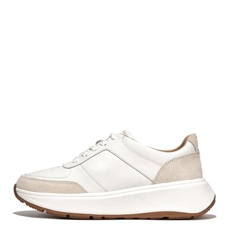 Image of F-Mode Leather/Suede Flatform Sneaker Urban White