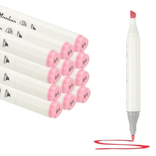 Image of PATIKIL Dual Tip Markers, 12 Pcs Dual Tip Alcohol Markers Set White Barrel with Brush Tip and Fine Tip for Illustration Artist Adult Coloring Drawing Permanent Sketching, Light Purple