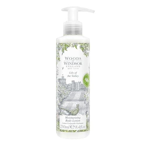 Image of Woods of Windsor Body Lotion, Floral Body Moisturiser for Women with Notes of Geranium and Citrus, Fast Absorbing Body Cream to Help Soften and Moisturise Skin, Lily of the Valley Scent 250ml