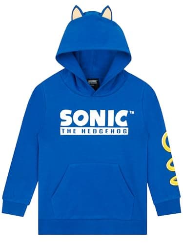 Image of Sonic The Hedgehog Boys Hoodie, Sonic Hoodie With 3D Ears, Gamer Kids Clothes, Cotton Boys' Hoodies, Age 7-8 Years Blue