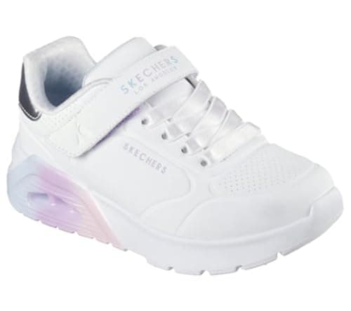 Image of Skechers Girl's Uno Lite 2.0 Vivid Metallic Sneakers, White Synthetic/Multi Trim, 10.5 UK Child
