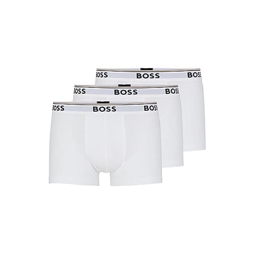 Image of BOSS Hugo Men's 3-Pack Stretch Cotton Regular Fit Trunks, White, Large