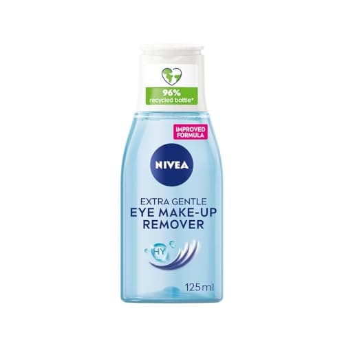 Image of NIVEA Extra Gentle Eye Make-Up Remover (Pack of 1, 125ml), Hydrating Eye Make-up Remover, Removes Mascara, Gentle Make-Up Remover with Vitamin C and Hyaluronic Acid