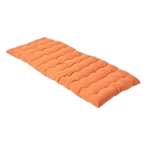 Image of HOMESCAPES Burnt Orange Garden Bench Cushion 2 Seater Seat Pad for Patio Furniture Kitchen or Dining Bench Indoor & Outdoor Use Comfortable 100% Cotton Modern Tufted Style Thick Cushion 108cm Wide