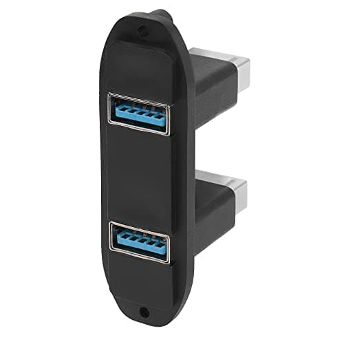 Image of QIANRENON Dual USB 3.0 Panel Connector Adapter, 2 Port USB3.0 Female to Female, Panel Mount, Custom, 5Gbps, Black