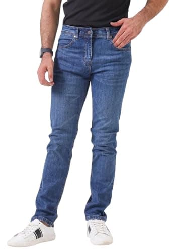 Image of Rock Rivet Mens Jeans Slim Fit Leg Stretch Comfort Regular Fit Classic Denim Pants All Waist Sizes UK (UK, Waist & Inseam, 30, 34, Blue)