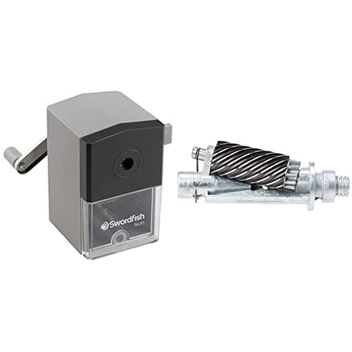 Image of Swordfish ‘Ikon’ Desktop Manual Pencil Sharpener with Replaceable Helical Blade and Auto Stop Function [40100] & 40908 Ikon and Ebony Sharpener Replacement Blade
