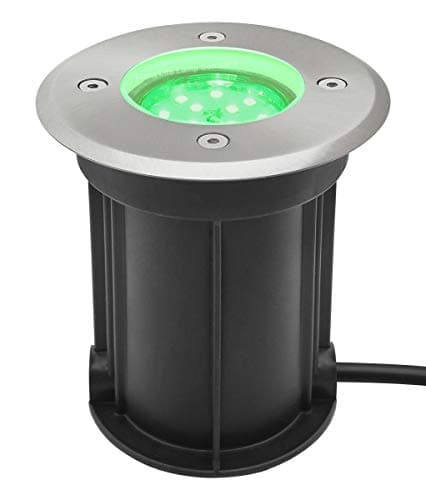 Image of Long Life Lamp Company Outdoor Walk Over Recessed Ground Light Round Up Lighter IP67 Waterproof GU10 Holder Driveway Garden Pathway Patio GL09K (Green)