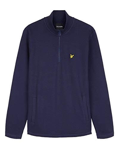 Image of Lyle and Scott Mens 1/4 Zip piqué Sweatshirt - Cotton - L Navy