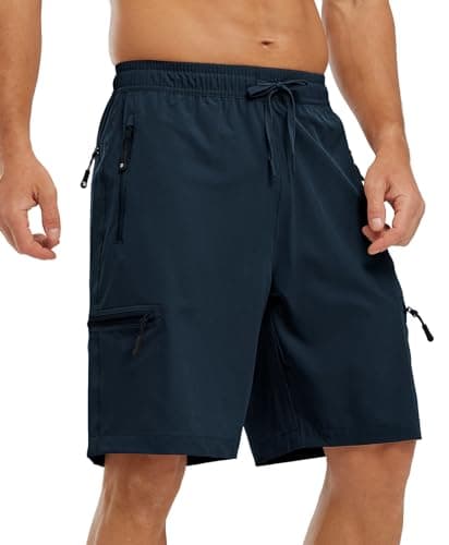 Image of YSENTO Mens Hiking Cargo Quick Dry Shorts Lightweight Outdoor Walking Work Shorts with Zip Pockets(Navy,M)