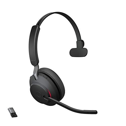 Image of Jabra Evolve2 65 Wireless PC Headset – Noise Cancelling UC Certified Mono Headphones With Long-Lasting Battery – USB-A Bluetooth Adapter – Black