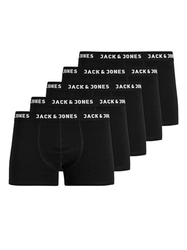 Image of Jack & Jones Boys Jachuey Trunks 5 Pack Noos Jnr Boxer Shorts, Black, 16 Years UK