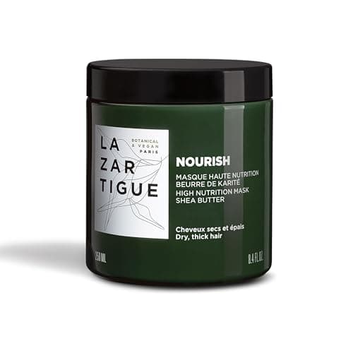 Image of LAZARTIGUE NOURISH Mask for Thick Dry & Coarse Hair, Deep Conditioning Treatment with Coconut Oil & Shea Butter for Intense Hydration & Shine. Vegan, 92% Natural Ingredients, 250ml (250ml, Vanilla)