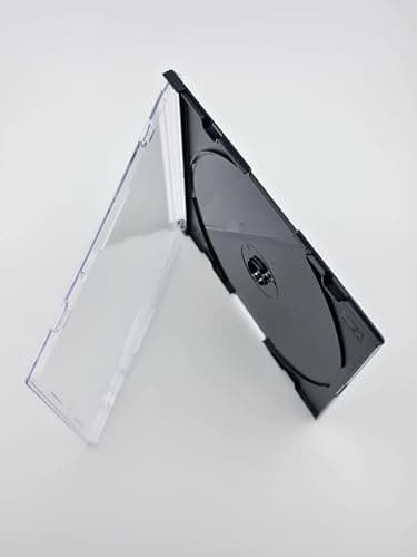 Image of RIVERMEDIA 100 X Premium Single Slimline CD Jewel Cases with Black Tray 5.22mm Spine Transparent & Black Case (18285) Pack of 100
