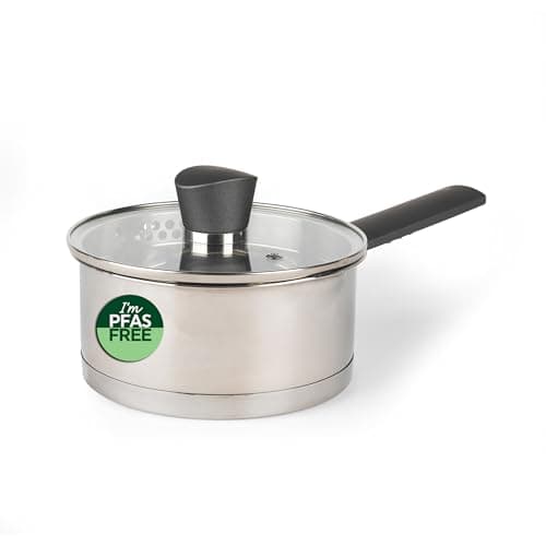 Image of Russell Hobbs RH01162EU Excellence Saucepan with Lid - 16cm Non-Stick Milk Pan, Mirror Polished Stainless Steel, Soup Pan with Pouring Lip, Dishwasher Safe, Suitable for All Kitchen Cooking Hobs
