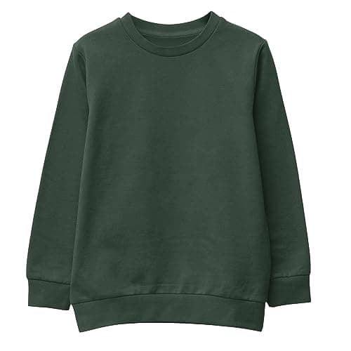 Image of L S U Unisex SweatShirt Boys Girls Fleece Jumper Classic Crew Neck Long Sleeve School Uniform Sweater BTL GRN 9-11 Bottle Green