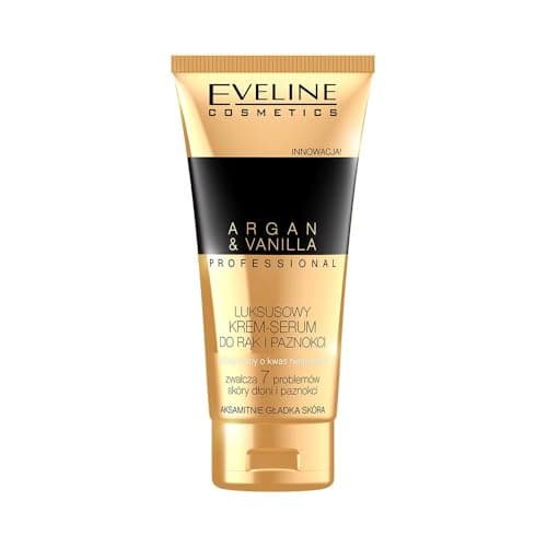 Image of Eveline Cosmetics Argan&Wanilla Luxury Hand & Nail Cream Serum with Rich Nourishing Complex™ - Argan & Vanilla, Intensive Skin Regeneration and Hydration for All-Day Beauty, 100 ml