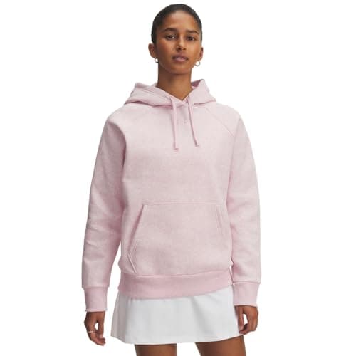 Image of Under Armour Women's Rival Fleece Hoodie, Ultra-Soft Fleece-Lined Women's Hoodie, Lightweight and Comfortable Hooded Top for Training and Warming Up,Prime Pink Light Heather / / Prime Pink,LG