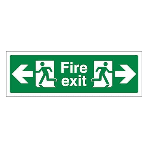 Image of V Safety Fire Exit Left & Right 450 x 150 mm - 2mm Rigid Plastic Safety Sign