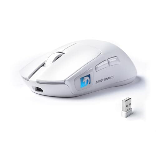 Image of MAMBASNAKE M4 Ultra-Light Wireless Gaming Mouse, 53g, PAW3311 Sensor, 24000 DPI, Tri-Mode Bluetooth/2.4G/Wired, RGB Lighting, 400mAh Battery, 20M Clicks, for Gaming/Work - White
