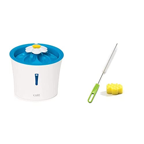 Image of Catit Flower Drinking Fountain with LED Nightlight and Petal Top & Fountain Cleaning Set
