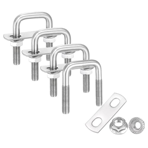 Image of sourcing map 4 Set M8 1 Inch Inner Wide Square U Bolts, 2 Inch Length 304 Stainless Steel U-Bolts with Flange Hexagon Nuts, Frame Plates for Trailer, Automotive, (25mm W x 50mm L)